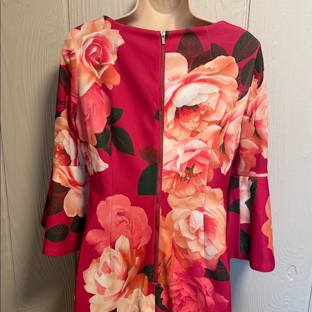 Calvin Klein Fuchsia Floral Midi Dress - Picture 8 of 12